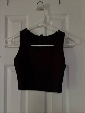 SHEIN Black Ribbed Crop Tank Top